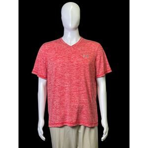 Under Armour Heat Gear Red V-Neck Loose Fit Shirt Men's Size Large